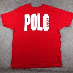 Vintage Polo Jeans Co Ralph Lauren Shirt Men's XL Red Logo Spell Out Graphic Tee